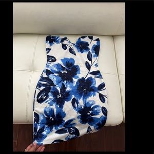 Strapless Deep V neck Floral Mini Dress